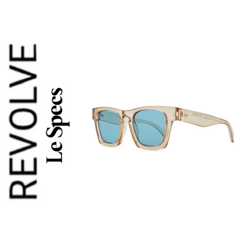 NWT Revolve x Le Specs Whiptrash Sunglasses in Sand & Aqua Blue Mono